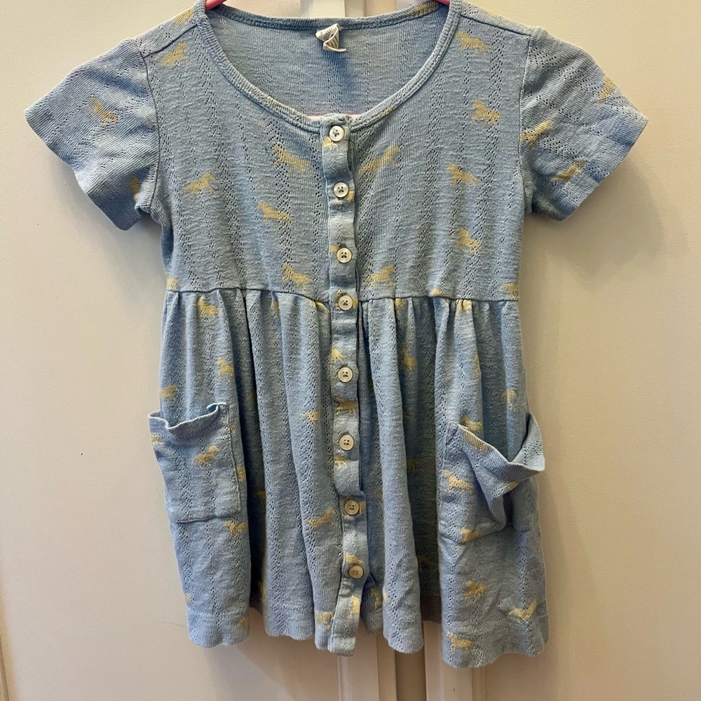Kate Quinn Organic Cotton Light Blue Button-Down Kids Dress
